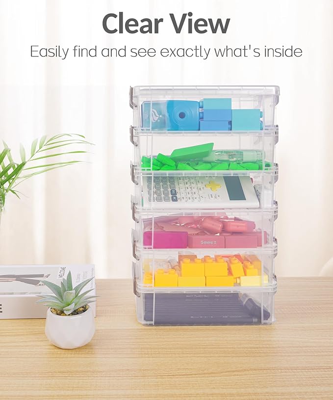 Sooez 6 Pack Extra Large Pencil Box, Plastic Pencil Case Crayon Box Bulk - Image 5