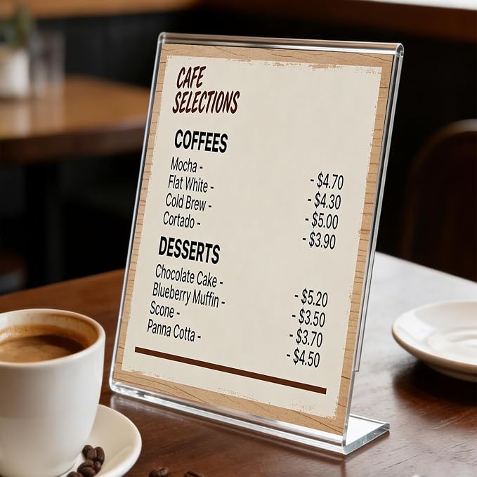 6 Pack Acrylic Sign Stand Holders, 8.5 x 11 Clear Plastic L Shape Table Paper - Image 2