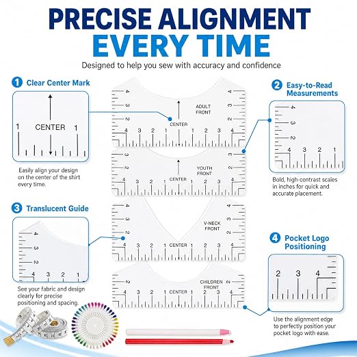 10 PCS Tshirt-Ruler Guide, T-Shirt Measurement Tools - Image 3