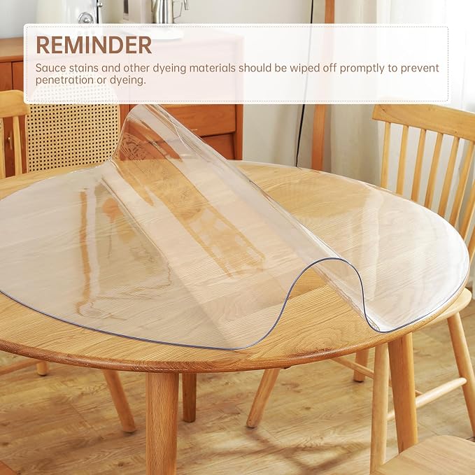 Warmstar Clear Table Protector 2mm Thick, Dia.18 Inch Round Clear Table Cover - Image 4