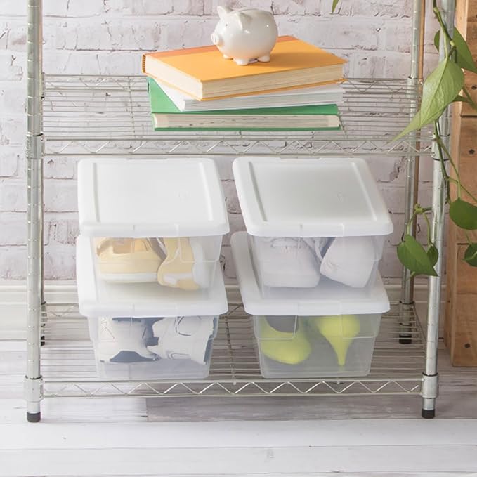Sterilite 12-Pack 6 Quart Storage Boxes, Stackable Clear Plastic Bins - Image 8