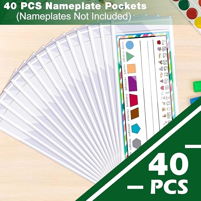 Meetory 40 PCS Upgraded Nameplate Pocket, Self Adhesive Desk Nameplates Name - Image 7