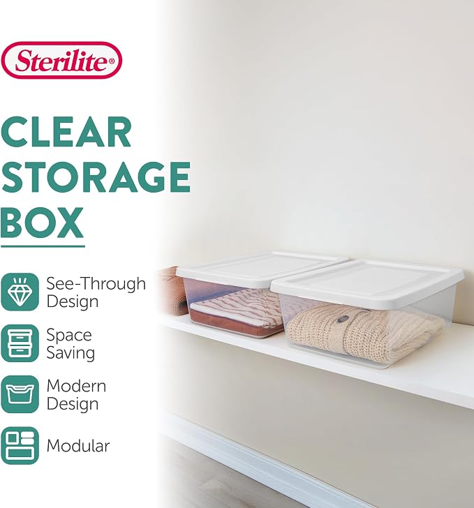 Sterilite 60 Pack Storage Box, 12 Quart Stackable Tote - Image 2