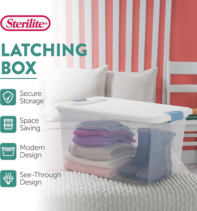 Sterilite 8-Pack 64 Quart Latching Box, Dorm Room, and Closet Organization - Image 3
