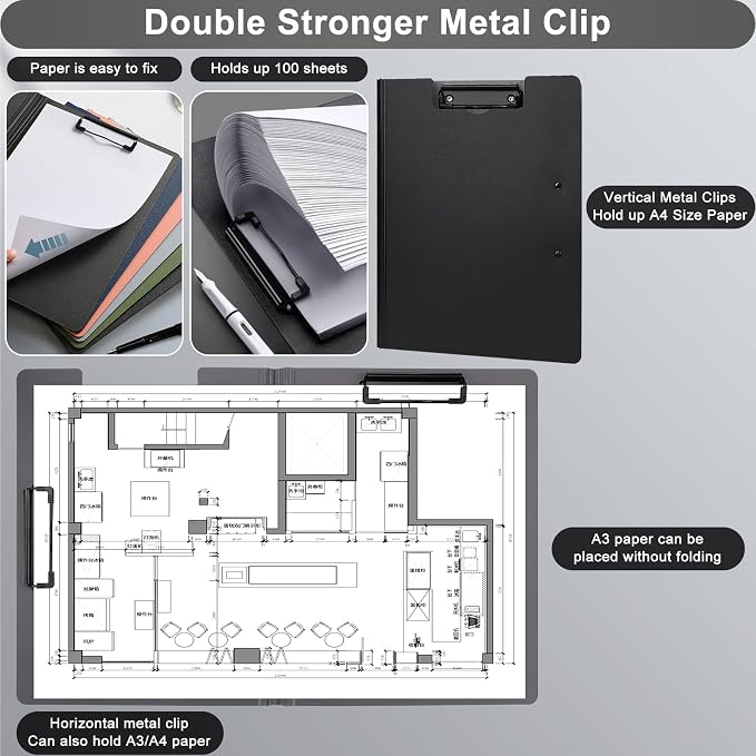 SFLHHDM 1 PCS Clipboards Foldable, Folding 360°Cover Folder Clipboard, Plastic - Image 3