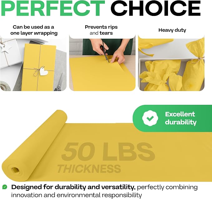 Yellow Kraft Paper Roll 48" x 1200" - Image 4