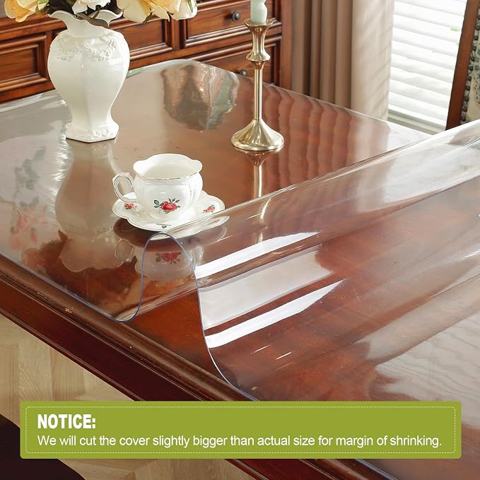 OstepDecor 23.6 x 55 Inch Clear Table Cover Protector, 2mm Thick Clear Plastic - Image 2