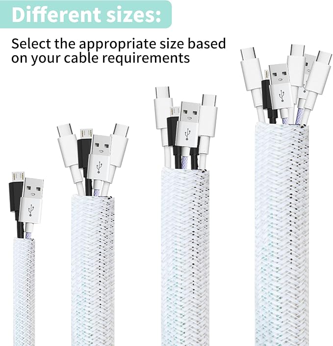 Split Wire Loom 1/2 Inch 10ft, Braided Cable Sleeve - Image 7