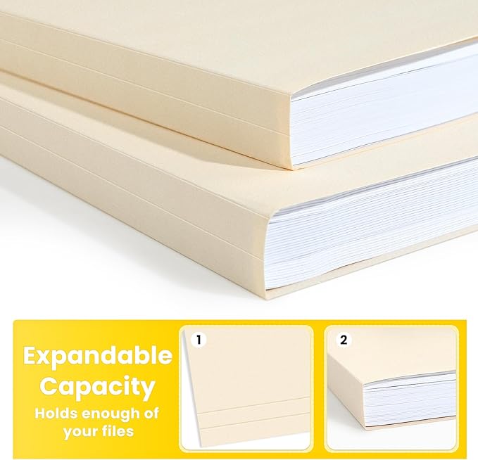 SUNEE Manilla Folders Letter Size, 100 Per Box, 1/3 Cut Tab - Image 3