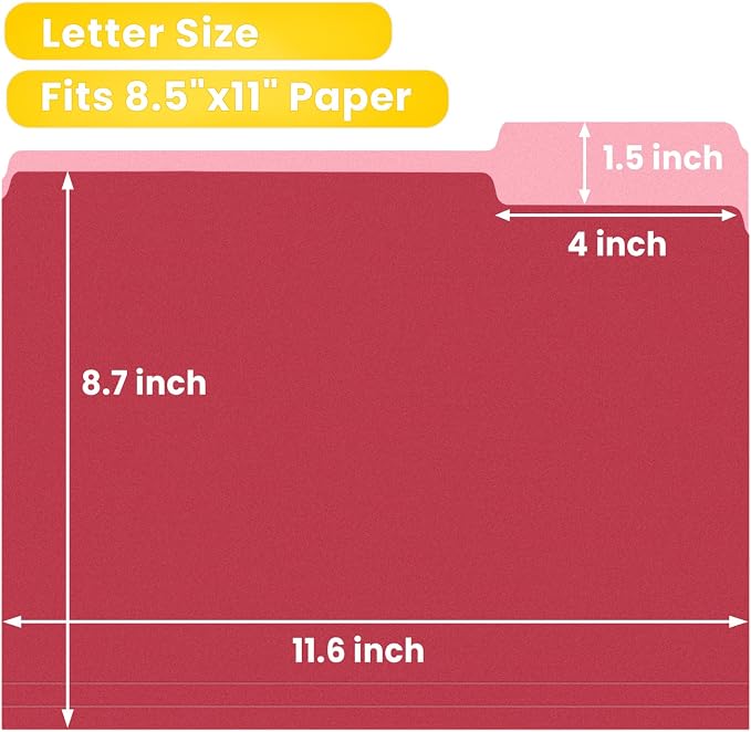 SUNEE File Folders, 150 Pack Manilla Folders 8.5 x 11, Colored File Folders - Image 2