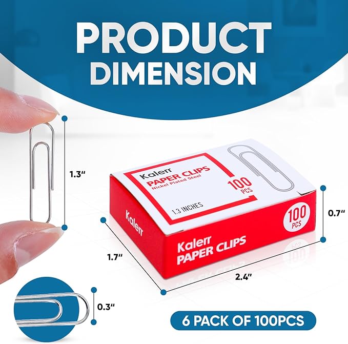 Kalerr Paper Clips, Premium Paper Clip, 1-2/7" Silver Paper Clips Medium - Image 2