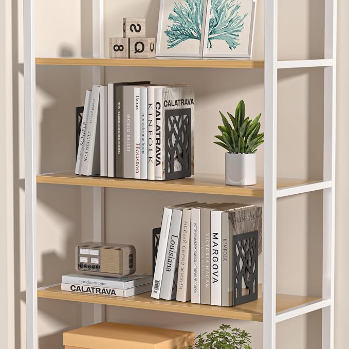 VFINE 8-Piece Metal Bookends for Shelves, Decorative Desk Book Organizer - Image 6