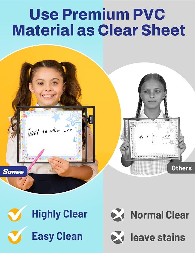 SUNEE 50 Packs Oversized Reusable Dry Erase Pocket Sleeves - Image 5
