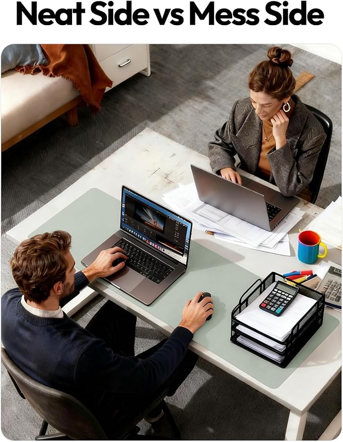 YSAGi Leather Desk Pad Protector, Office Desk Mat, Large Mouse Pad, Non-Slip PU - Image 6