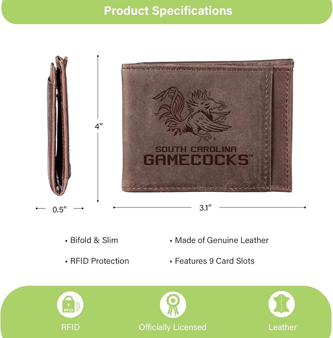 Team Sports America NCAA University of South Carolina Front Pocket Slim Wallet - Image 4