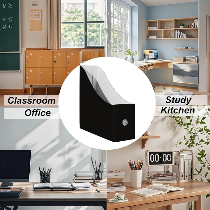 Limitliho 2 Pack Black Cardboard Magazine File Holder - Image 3