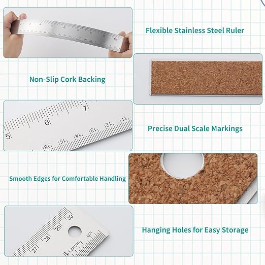 Metal Ruler 6 Inch 12 Inch Stainless Steel Ruler - Image 3