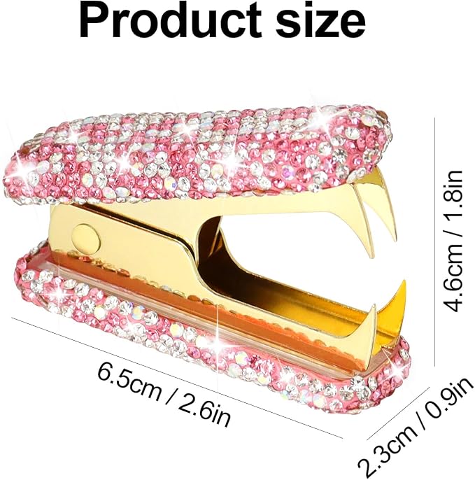 MultiBey Rhinestone Staple Remover, Handmade Bling Crystal Gold Cute Staple - Image 8