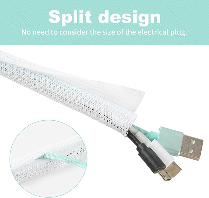 Split Wire Loom 1/2 Inch 25ft, Braided Cable Sleeve - Image 2