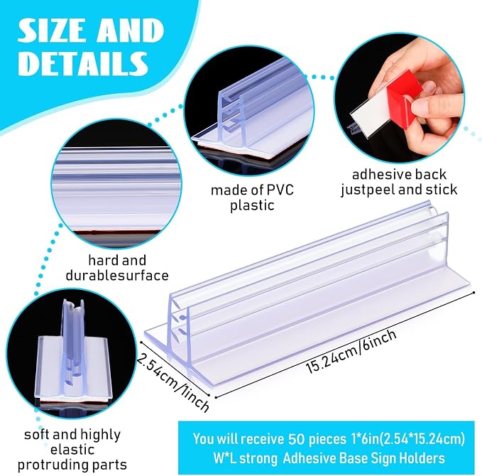 Fulmoon 50 Pcs Sign Holder, Adhesive Base Sign Holders Multiple Uses - Image 2