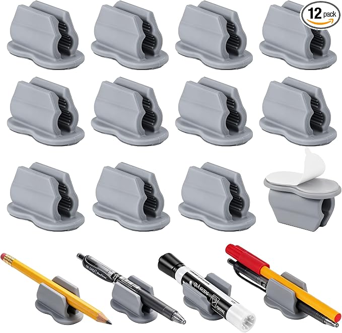 Biottro 12PCS Pen Holder for Desk, Upgraded Adhesive Pen Pencil Holder for Desk by Biottro