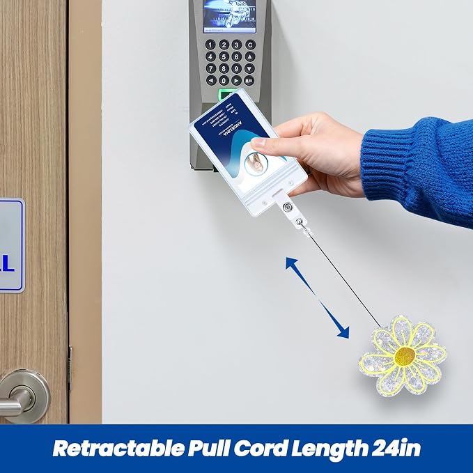 Funny Daisy Floral Nurse Badge Reel, Cute Acrylic Flower Retractable ID Badge - Image 6