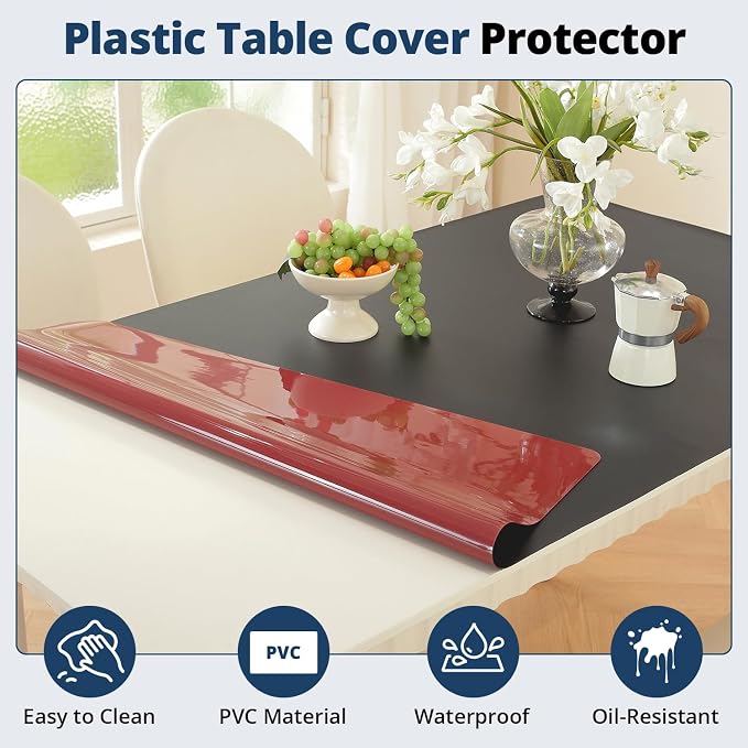 OstepDecor Black Table Cover Protector 16 x 60 Inch, 1.5mm Thick Plastic Table - Image 4
