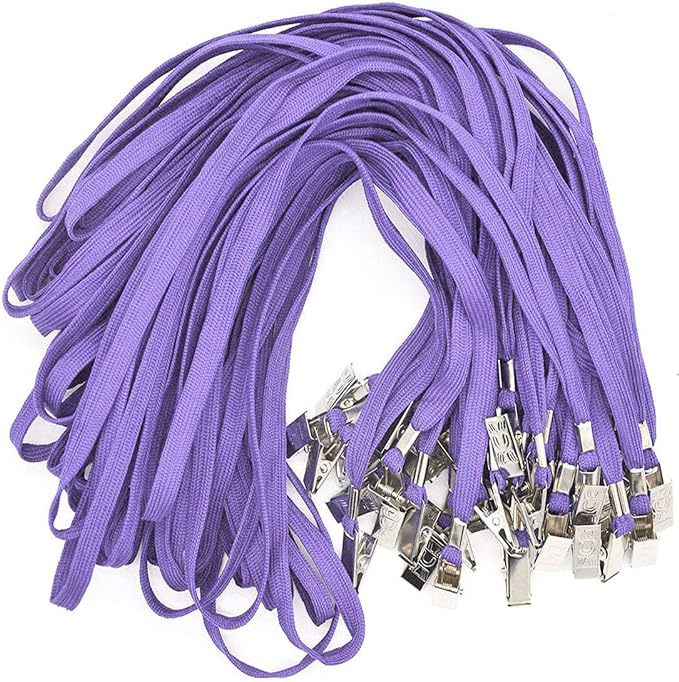 Bird Fiy 50 Pcs Cotton Lanyards Bulldog Clip 32-inch Flat Braid Neck Lanyard by BirdFiy