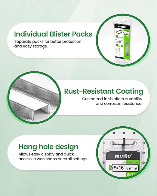 meite JT21 Staples, 1/4 Inch Galvanized Fine Wire Staples - Image 3