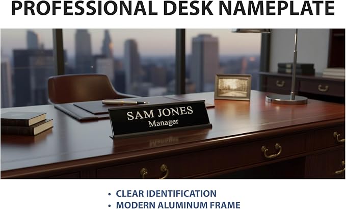 2" x 8" Aluminum Office Desk Nameplate Sign Holder 10 Pack - Image 6