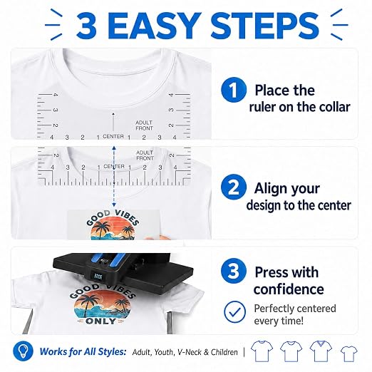 Tshirt Ruler Guide Vinyl Alignment, Shirt Measurement Tool Placement Center - Image 6