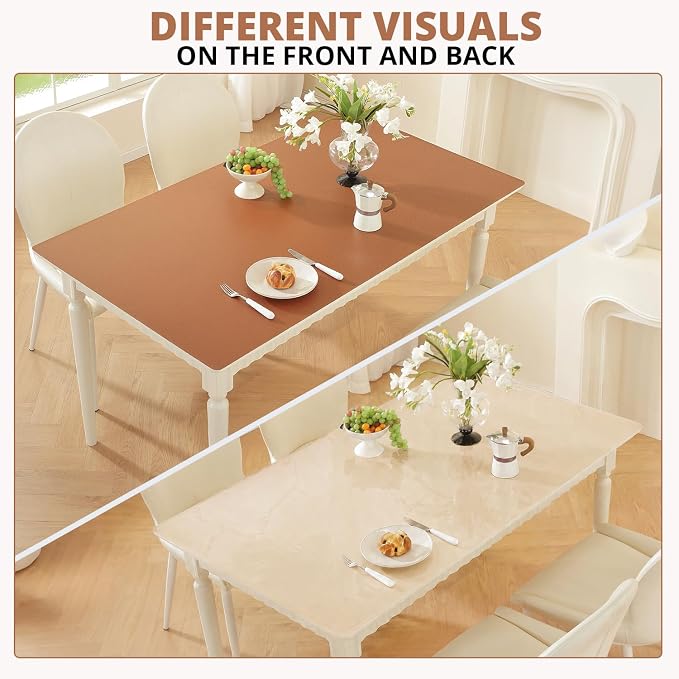 OstepDecor Brown Table Cover Protector 24 x 48 Inch, 1.5mm Thick Plastic Table - Image 7