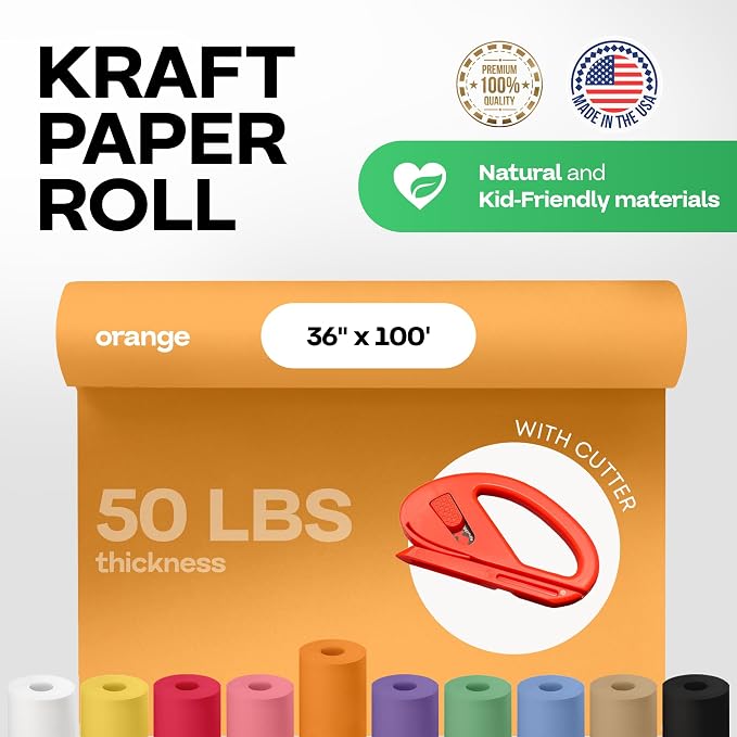 Orange Kraft Paper Roll 36" x 1200" - Image 2