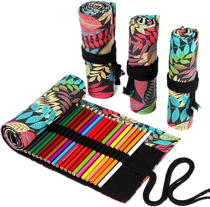 DIYOMR 24/36/72 Slots Pencil Wrap Pencil Rolls, Artist Colored Pencils Roll Up by DIYOMR