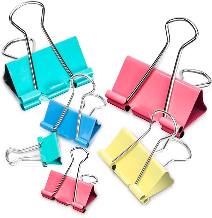 Binder Clips - Assorted Sizes 100 Count, X Large, Mini Paper Clamps Combination by MearunSolar
