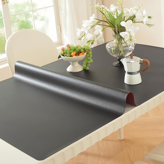 OstepDecor Black Table Cover Protector 16 x 32 Inch, 1.5mm Thick Plastic Table by OstepDecor