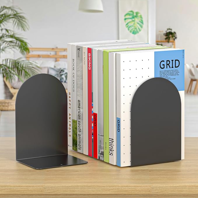 Bookends 4 Pairs, Metal Round Bookends - Image 2