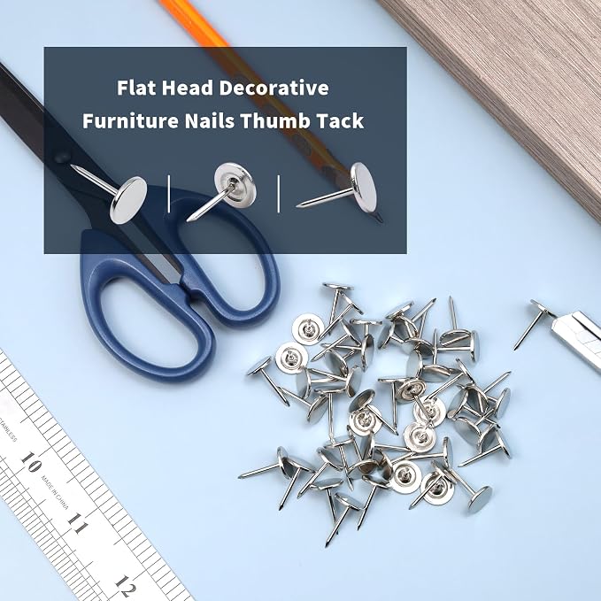 100Pcs Flat Head Upholstery Tacks Home Furniture Decor Tack Upholstery Nails - Image 2