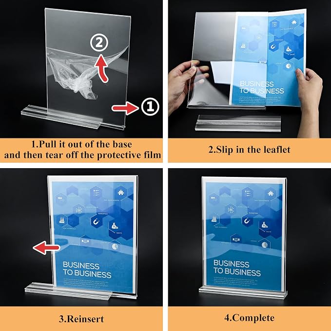 Acrylic Sign Holder 5x7, 6 Pack Clear Plastic Table Display Vertical - Image 7