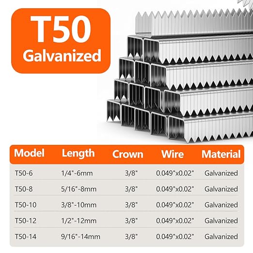 Heavy Duty T50 3/8- inch Length Staples 1580-Count, 3/8 Crown 20 Gauge Beveled - Image 2