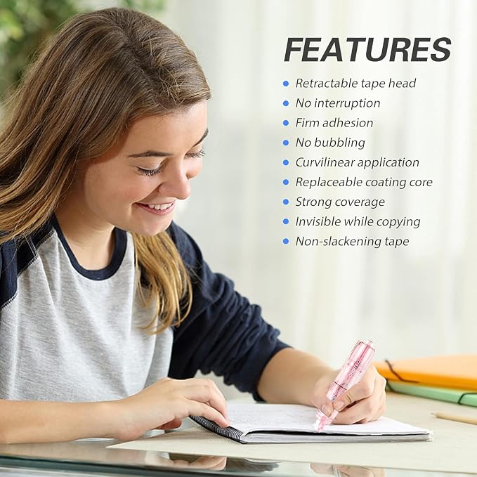 Refillable Retractable White Correction Tape, Mini Aesthetic Pen Shaped - Image 5