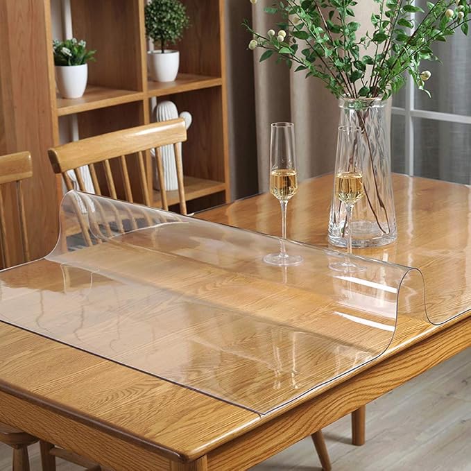 Wadrac Multisize Plastic Clear Table Cover Protector-1.5mm Thick 34x90 inch - Image 2