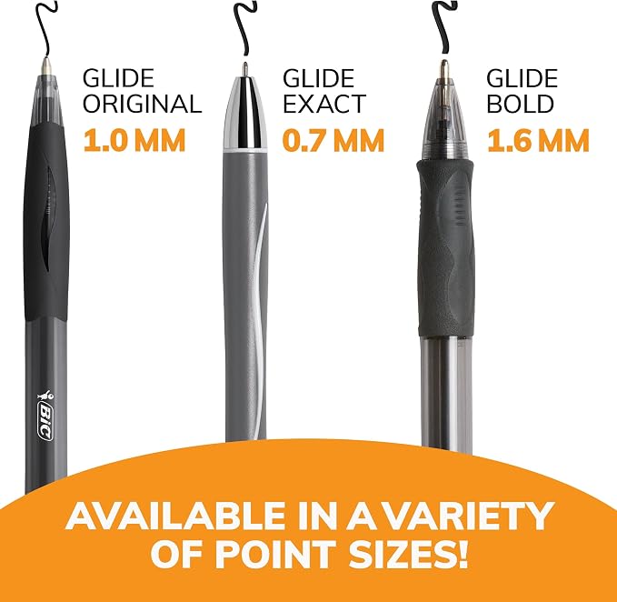 BIC Glide Exact Black Retractable Ballpoint Pens, Fine Point, 12-Count Pack - Image 6