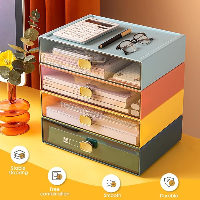 Stackable Desk Drawer Organizer 13''x9''x3.3'' Desktop Paper Organizer - Image 7