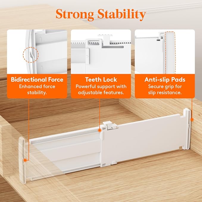 Lifewit 9 Pack Drawer Dividers for Clothes, Adjustable White Plastic Separators - Image 4