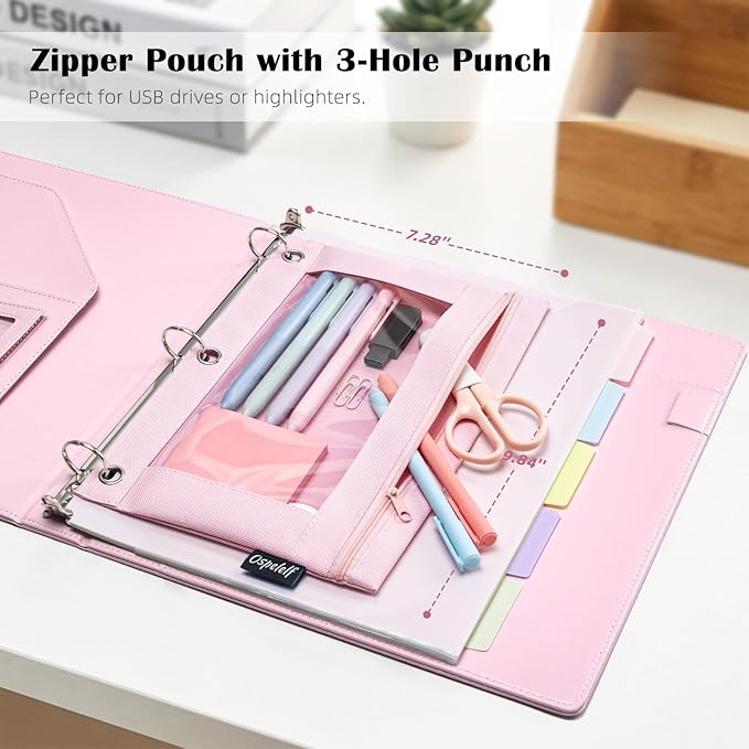 Ospelelf Pink Leather Binder - Image 5