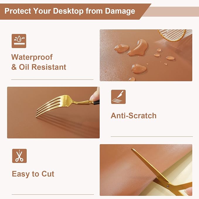 OstepDecor Brown Table Cover Protector 30 x 60 Inch, 1.5mm Thick Plastic Table - Image 6