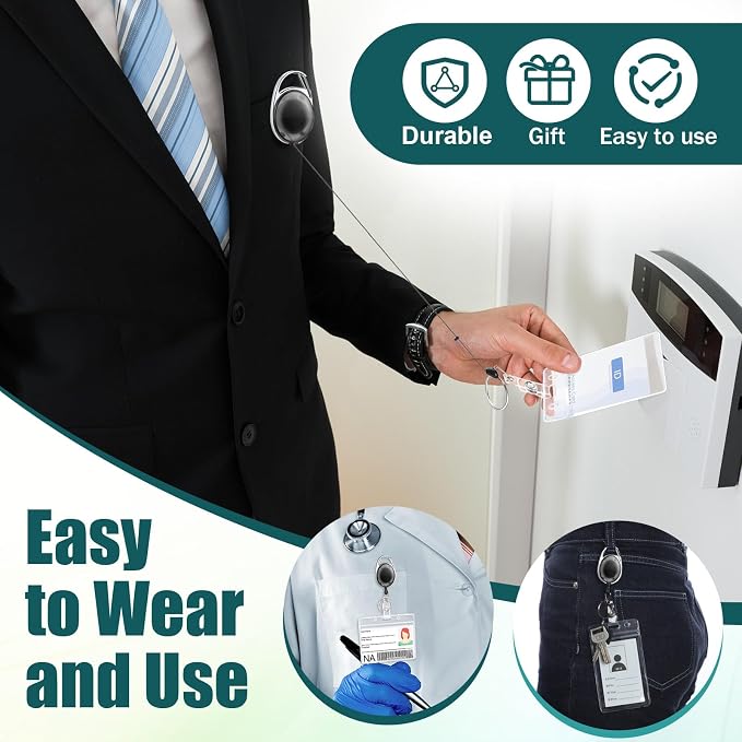 Honoson 30 Pcs Heavy Duty Retractable Badge Reels Batch ID Badge Holder - Image 4