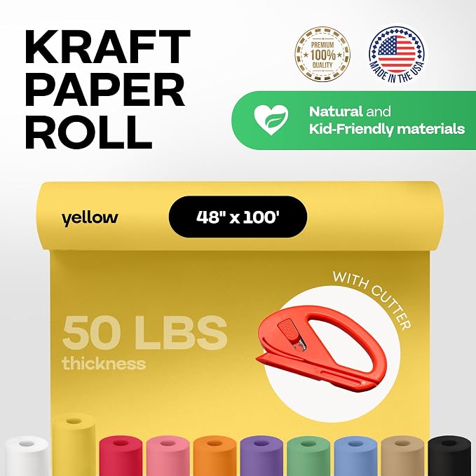 Yellow Kraft Paper Roll 48" x 1200" - Image 2