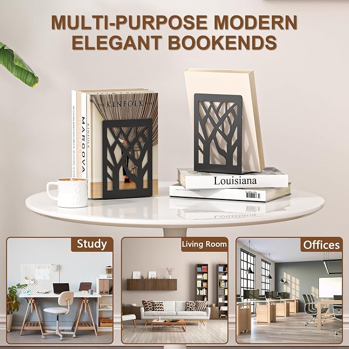 VFINE 6-Piece Modern Metal Bookends - Image 7